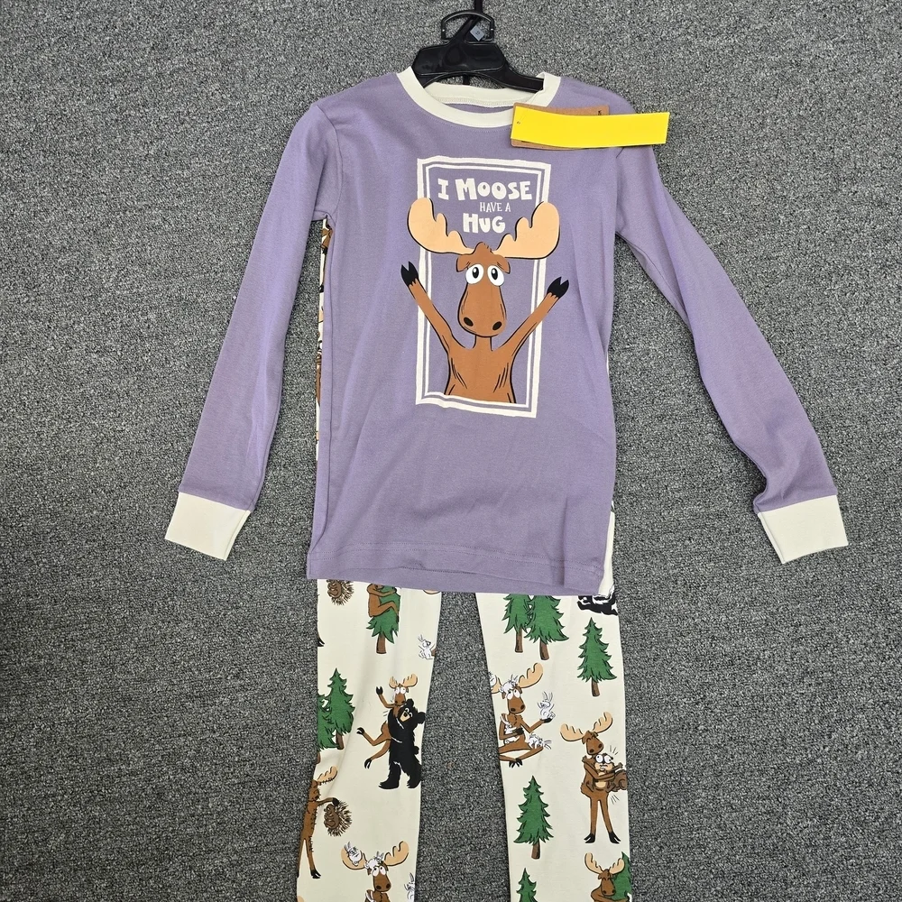 Lazy One Purple Moose Pajama Set